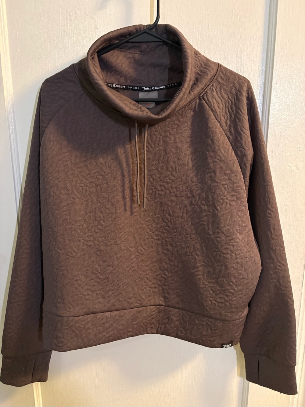 Juicy Couture Women's Brown Quilted Funnel Neck Sweater